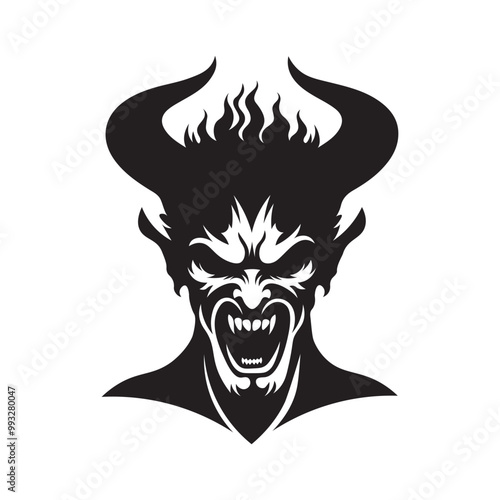 Devil silhouette icon vector art illustration isolated on white background.