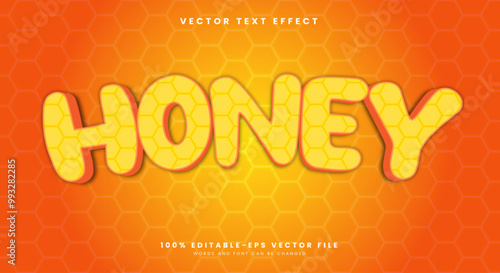 Honey 3d editable text effect Template with honey background
