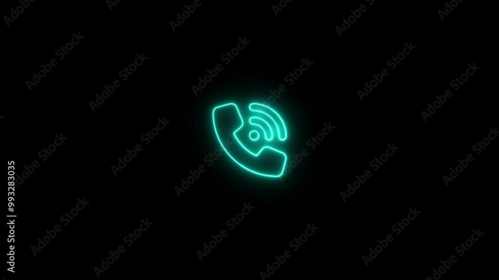 Neon call icon animation. Call concept on mobile phone animation . Neon call icon animation. Call concept on mobile phone animation .