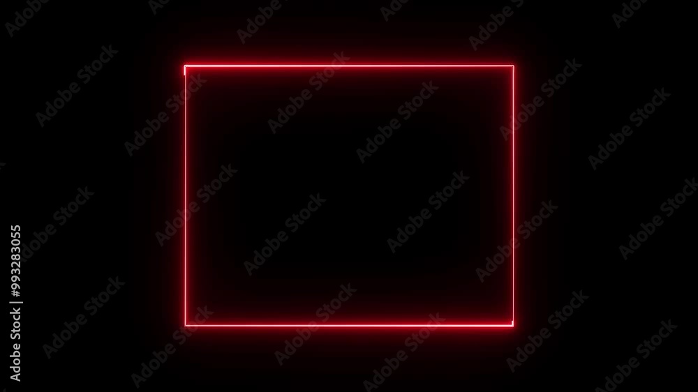 glowing neon red color square rectangle picture frame animation icon on black background glowing neon red color square rectangle picture frame animation icon on black background