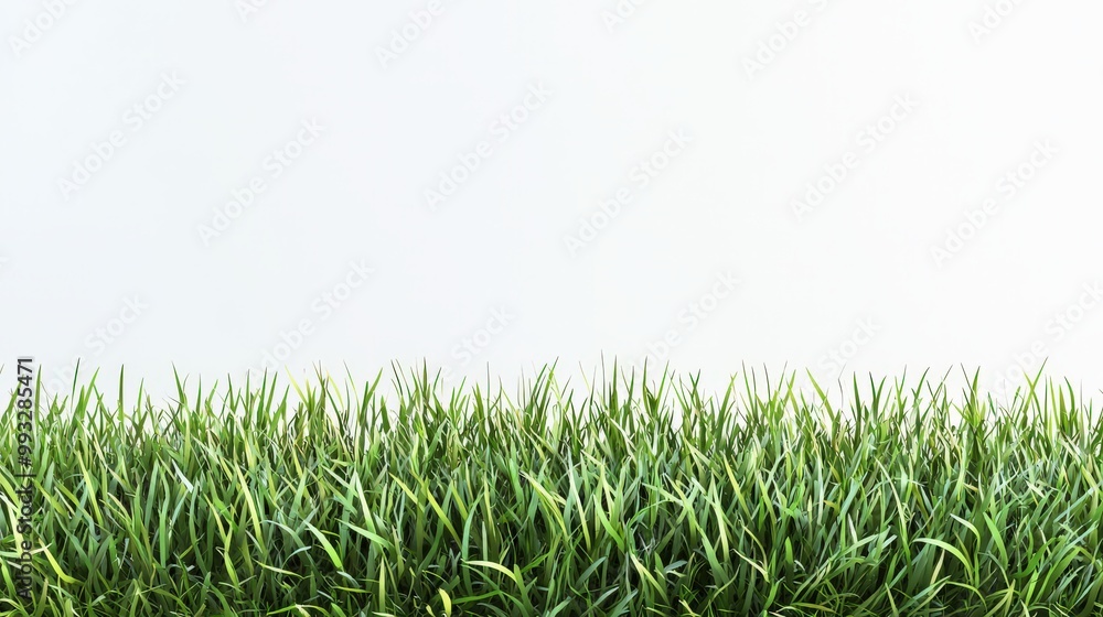 Fototapeta premium Vibrant Green Grass Isolated on a White Background