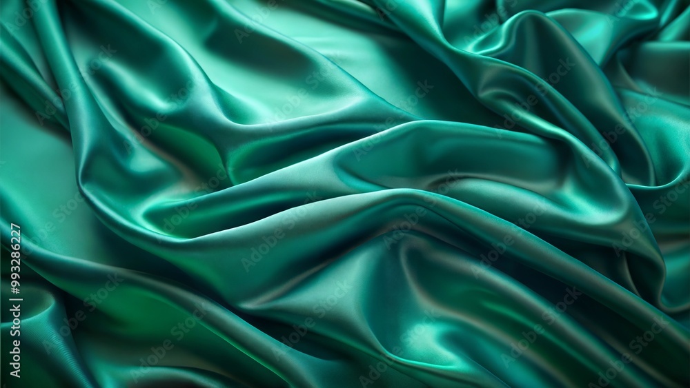 Lustrous emerald green satin fabric texture for elegant design, copy space Lustrous emerald green satin fabric texture for elegant design, copy space