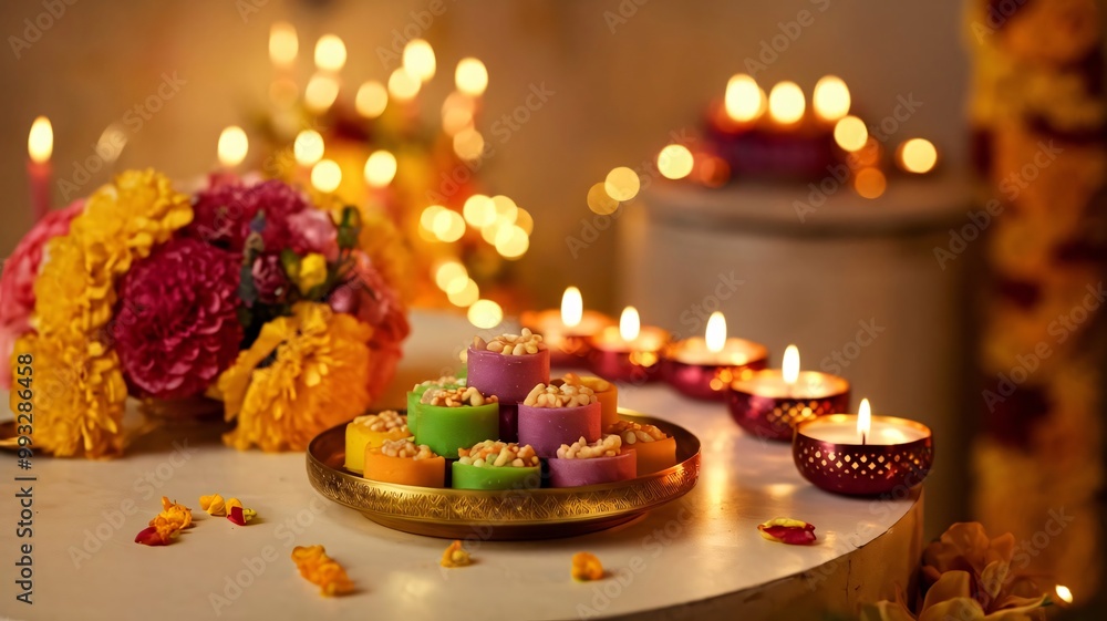 A delicious Christmas cake decorated with candles, fresh fruit, and flowers, perfect for a festive dessert or sweet treat A delicious Christmas cake decorated with candles, fresh fruit, and flowers, perfect for a festive dessert or sweet treat