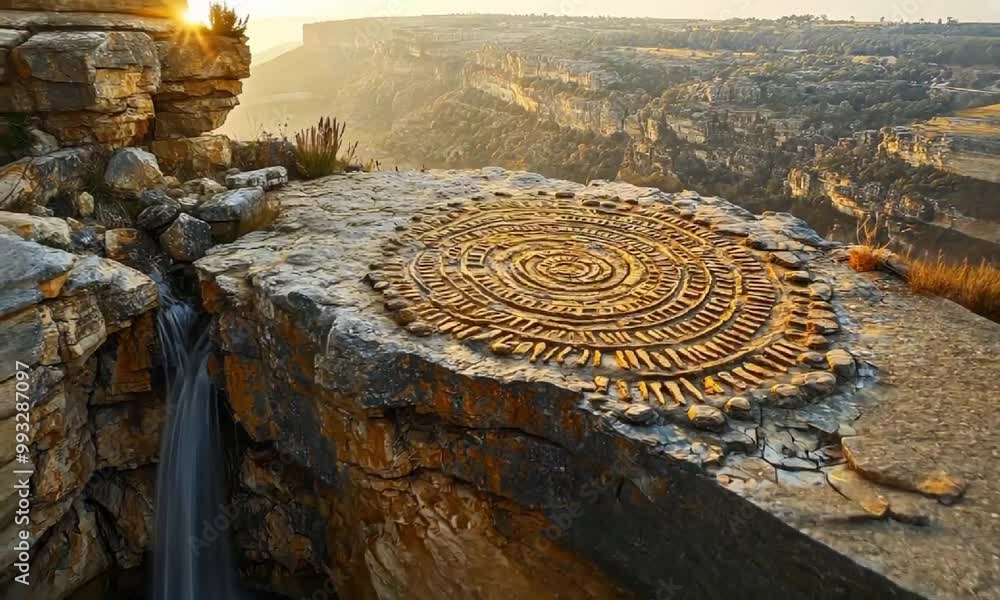 Majestic Sunset Over Spiral Art Installation At Edge of Canyon. Majestic Sunset Over Spiral Art Installation At Edge of Canyon.