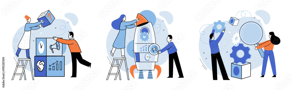 Teamwork vector illustration. Community engagement builds sense solidarity and shared purpose within team Team spirit fosters positive and supportive atmosphere, enhancing overall team performance Teamwork vector illustration. Community engagement builds sense solidarity and shared purpose within team Team spirit fosters positive and supportive atmosphere, enhancing overall team performance