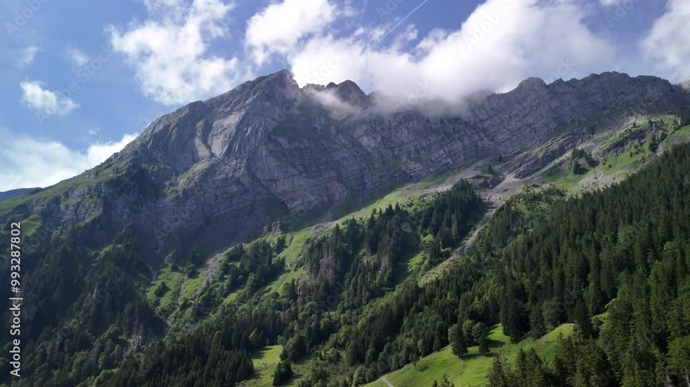 Klontalersee lake area in Switzerland Glarus Alps, surrounded by mountains in the Klontal valley in summer Klontalersee lake area in Switzerland Glarus Alps, surrounded by mountains in the Klontal valley in summer