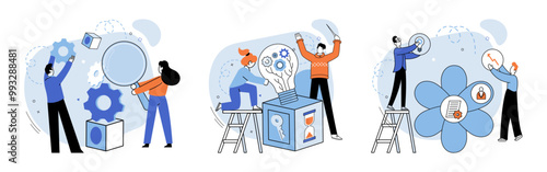 Teamwork vector illustration. Collaboration and communication are vital for success any business venture A well crafted strategy guides team towards achieving their business objectives Success