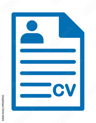 CV icon. Person resume. Applying for a job. Job interview. Vector icon isolated on white background. CV Resume. Job search, human resources, curriculum vitae, hr recruitment concept, flat style.