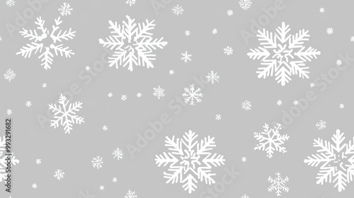 White Snowflake Line Art on Light Gray.