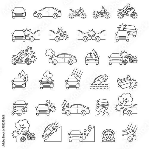 Car accident line icon