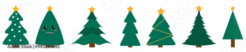  Christmas tree icon or Pine icon .Vector
