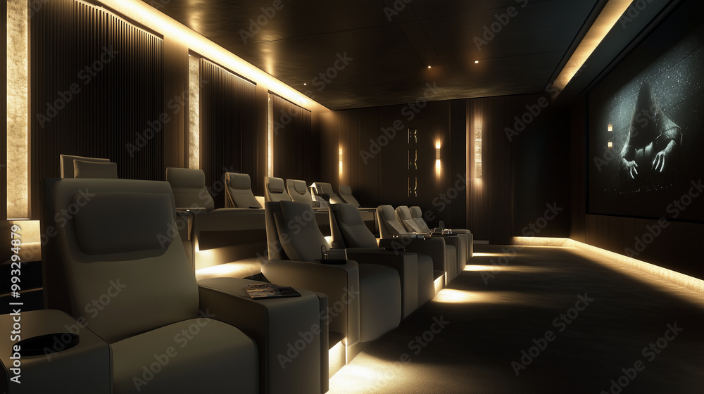 Modern Home Theater - Comfortable Tech-Equipped with Dim Lighting Modern Home Theater - Comfortable Tech-Equipped with Dim Lighting