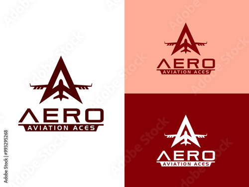 Aero Aviation Ace logo design. logo featuring the letter A with an airplane, ideal for aviation aces and industry professionals. EPS Layered Vector File