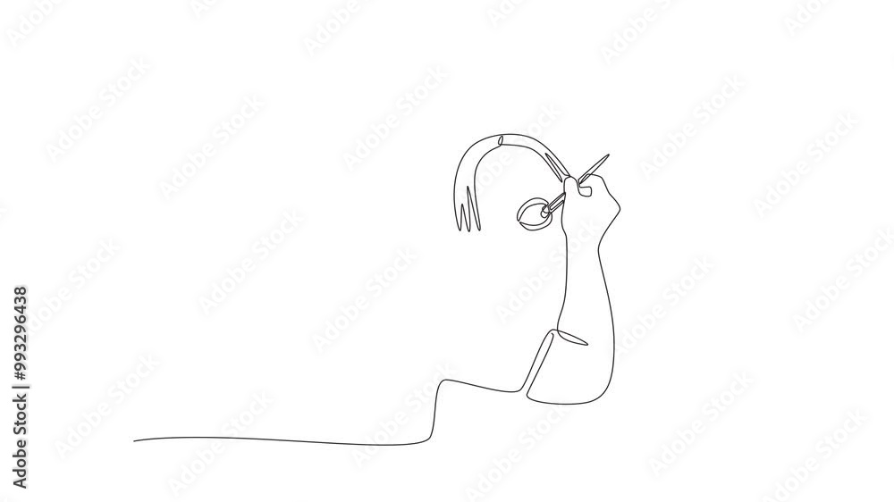 Animated male dentist removes patient's tooth. Dentist concept one-line drawing Animated male dentist removes patient's tooth. Dentist concept one-line drawing