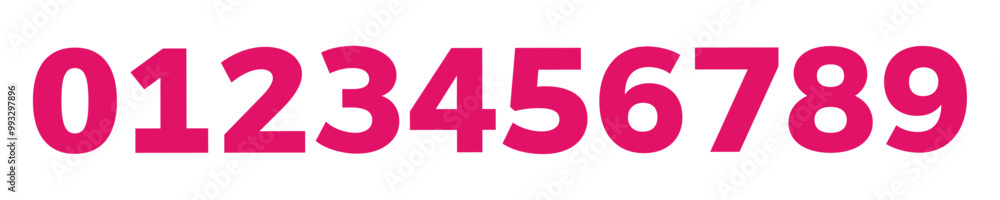 Font design for number one to zero on white background. pink color 1 to 9 numbers art design. Font design for number one to zero on white background. pink color 1 to 9 numbers art design.