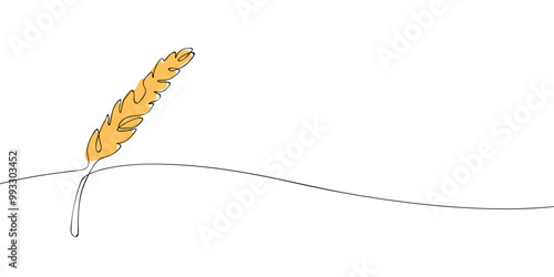 A single line drawing of a spikelet. Continuous line thanksgiving icon in color. One line icon. Vector illustration.
