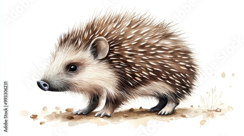 Cute Hedgehog Watercolor Illustration - Wildlife Animal Art