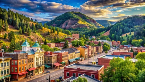 Historic Deadwood South Dakota Landscape Featuring Old West Architecture and Scenic Mountain Views