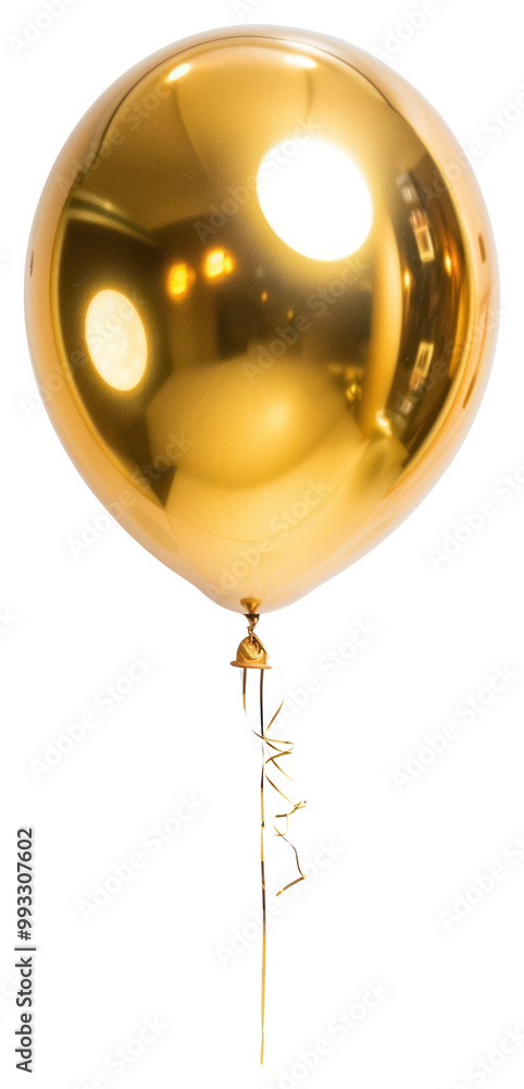 PNG Shiny golden balloon with ribbon PNG Shiny golden balloon with ribbon