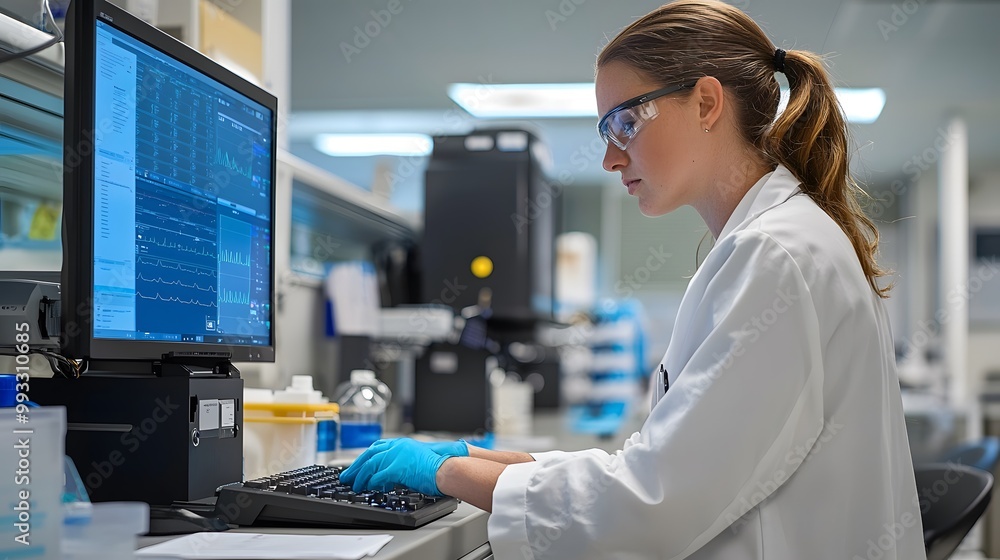 Technician Using Digital Analysis Software in Lab Technician Using Digital Analysis Software in Lab