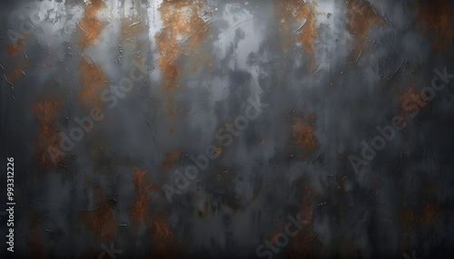 industrial elegance of grunge rusty steel with soft blurred dark gray background