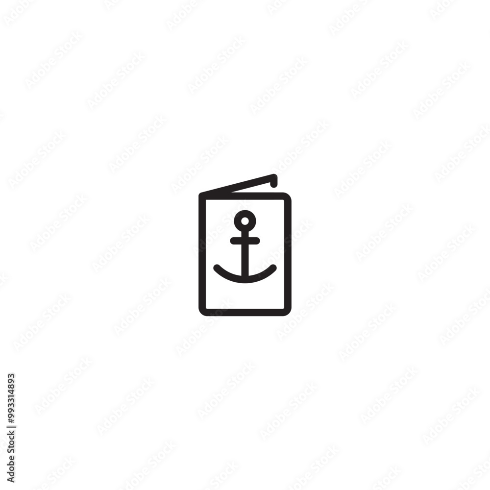 A book with an anchor symbol on icon. A line drawing of a book with an anchor symbol on its cover, representing a nautical book, a travel guide, or a book about the sea. Editable icon. A book with an anchor symbol on icon. A line drawing of a book with an anchor symbol on its cover, representing a nautical book, a travel guide, or a book about the sea. Editable icon.
