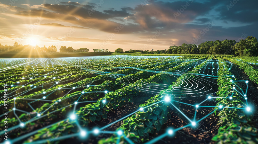 Modern Field with Digital Grid