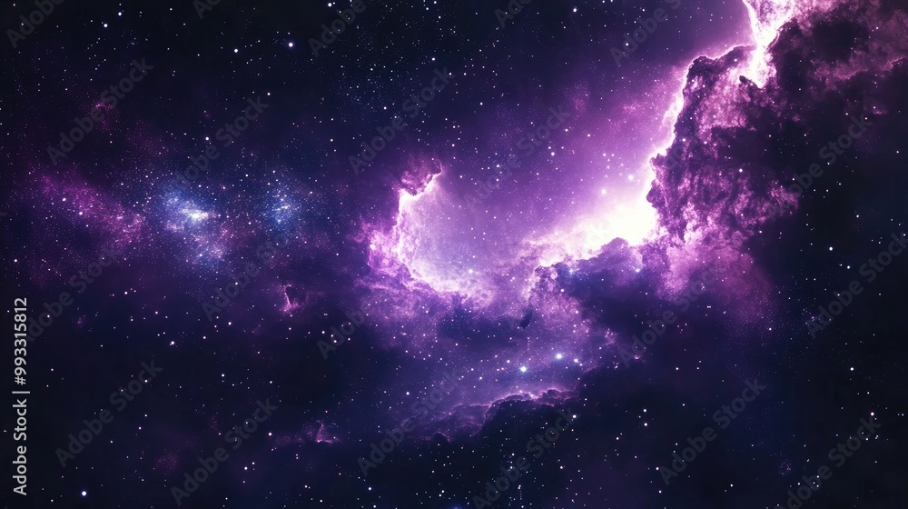 Naklejka premium Purple night sky filled with stars and a galaxy creating a captivating outer space background