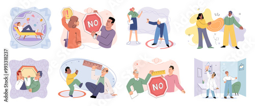 Social anxiety vector illustration. Frustration arises from unmet social and emotional needs The social anxiety metaphor illustrates barriers individuals face in social settings Loneliness