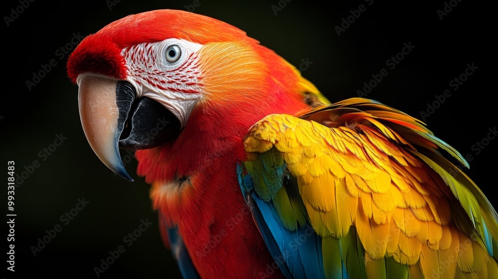 Vibrant Macaw Parrot with Colorful Feathers Vibrant Macaw Parrot with Colorful Feathers