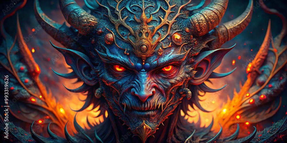 Naklejka premium Intricate and Dark Wallpapers Featuring Various Demon Designs for Artistic and Fantasy Settings