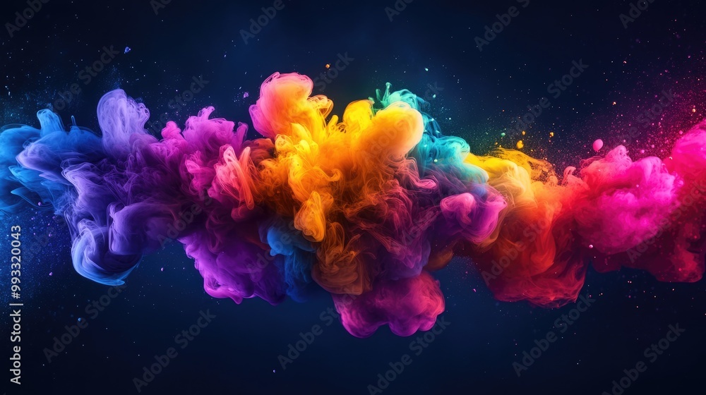 Fototapeta premium Vibrant neon ink burst on dark background
