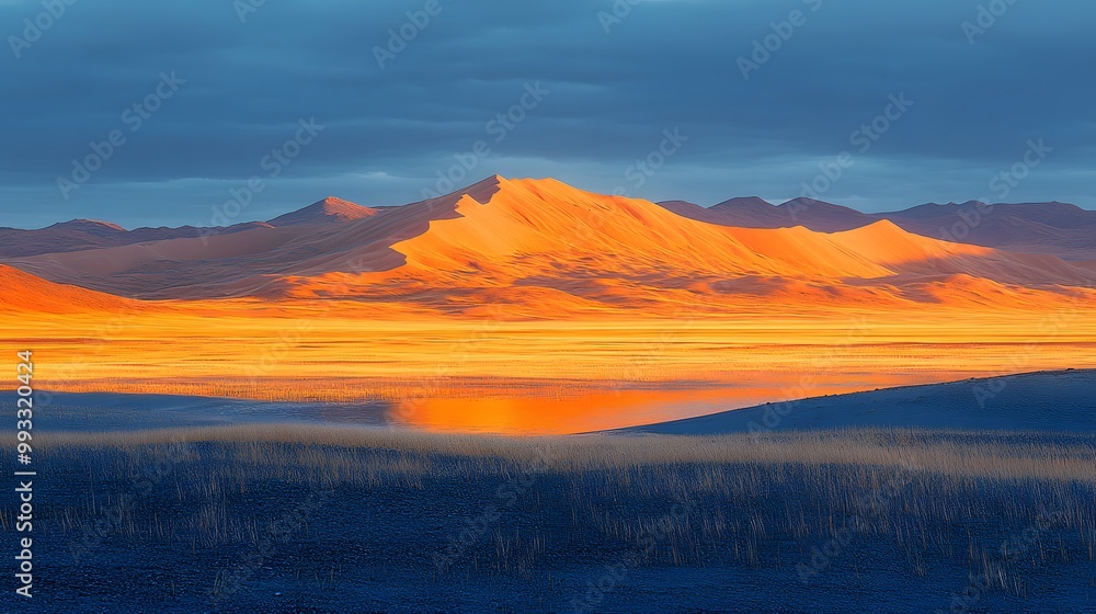 Obraz premium Soft sand dunes with golden light