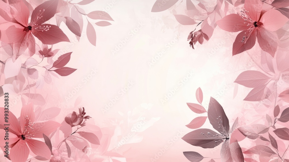 Obraz premium Elegant pink floral frame design with a generous blank space for text