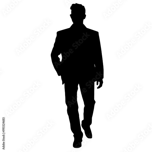 Stylish Man in Jacket Silhouette Vector Illustration Transparent Background