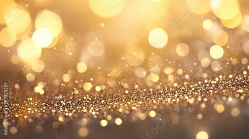 Festive sparkling backdrop adorned with golden glitter Ideal for holiday themes with ample space for text