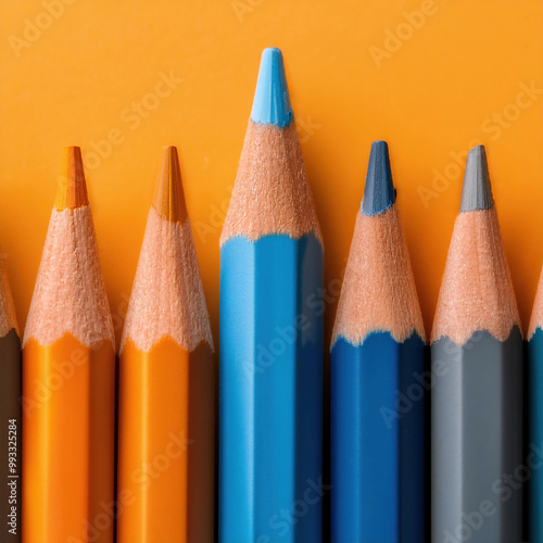 Wallpaper Mural Close Up Shot Of Colored Pencils On A Orange Colour Background, Ai Generated Photo Torontodigital.ca