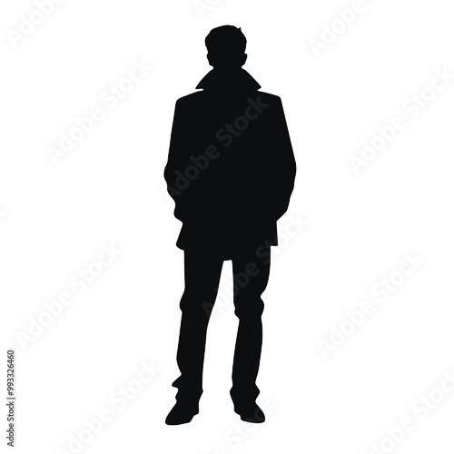 Elegant Man in Jacket Silhouette Vector Illustration Transparent Background