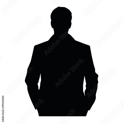 Elegant Man in Jacket Silhouette Vector Illustration Transparent Background