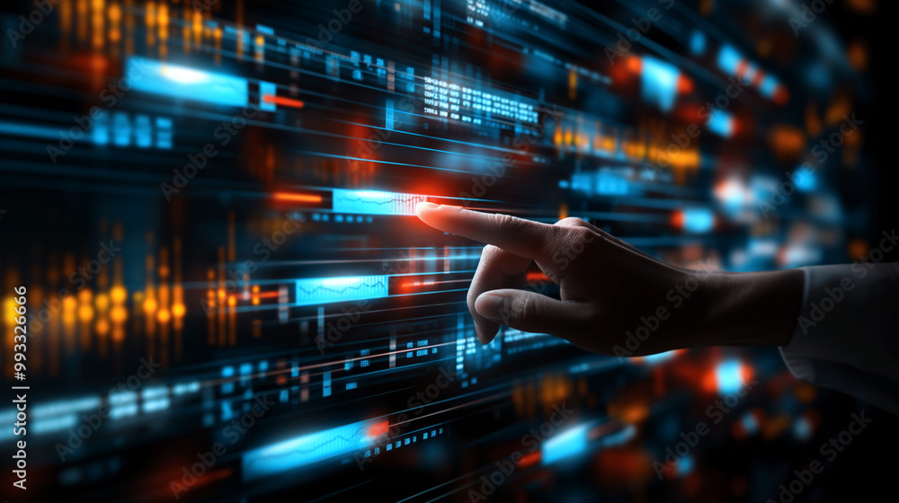 Hand Interacting with Digital Data Stream Hand Interacting with Digital Data Stream
