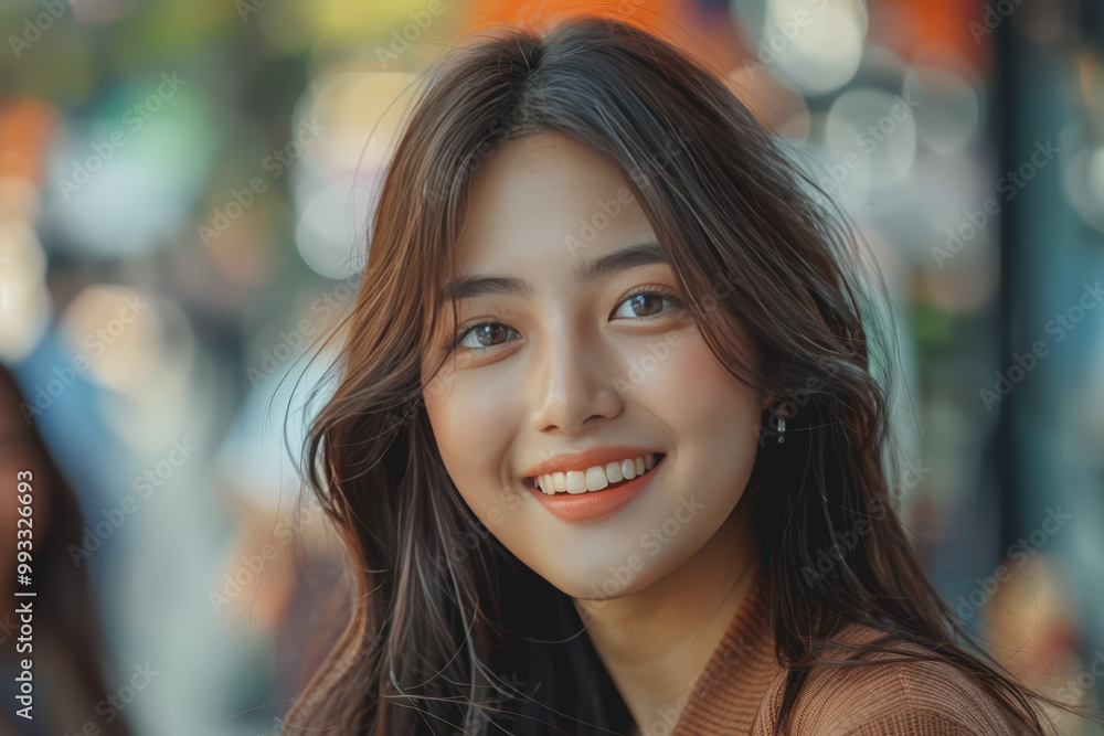 Obraz premium Happy young Asian woman organizing urban lifestyle group play and talk friendship day.