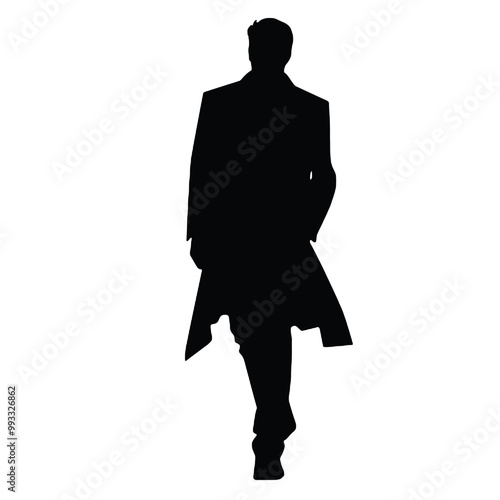 Man in Tailored Jacket Silhouette Vector Illustration Transparent Background