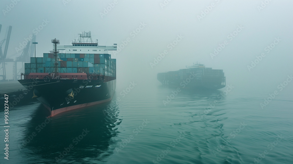 Aerial View of Rusty Cargo Ships Sailing in Open Water on a Cloudy Day Aerial View of Rusty Cargo Ships Sailing in Open Water on a Cloudy Day