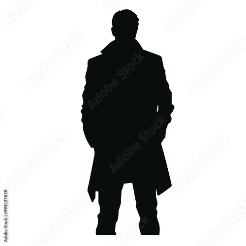 Casual Man in Jacket Silhouette Vector Illustration Transparent Background