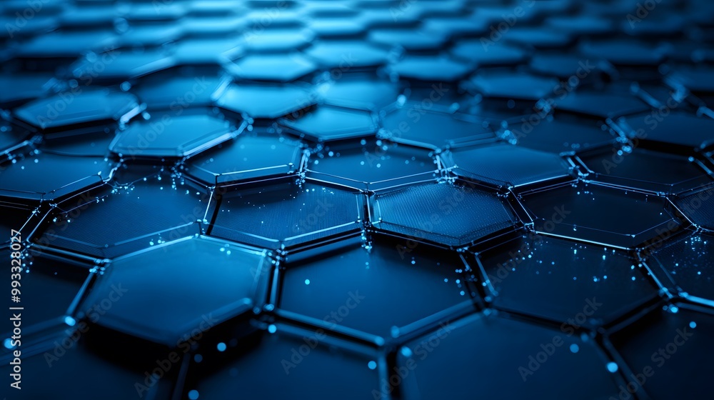 Abstract Blue Hexagon Pattern with Depth and Shimmer