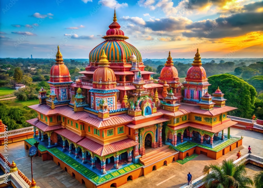 Obraz premium Intricate Hindu Mandir Design Showcasing Traditional Architecture and Spiritual Symbolism in Detail