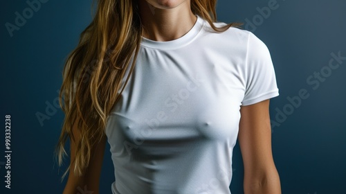 Wallpaper Mural A woman is dressed in a casual white tshirt without wearing a bra Torontodigital.ca