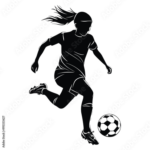 Soccer girl player silhouette vector
