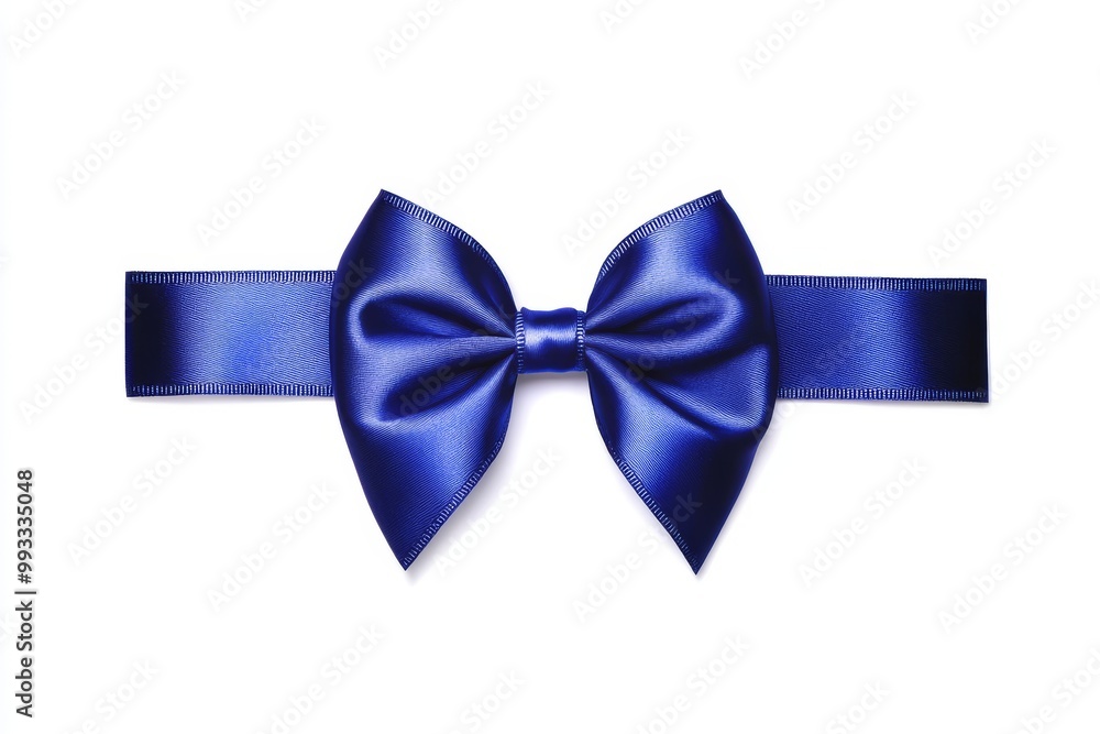 Ribbon with a blue bow on a white background. Insulation. Ribbon with a blue bow on a white background. Insulation.