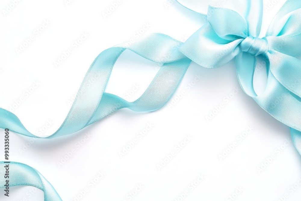Isolated blue bow and ribbon on white background. Insulation. Isolated blue bow and ribbon on white background. Insulation.